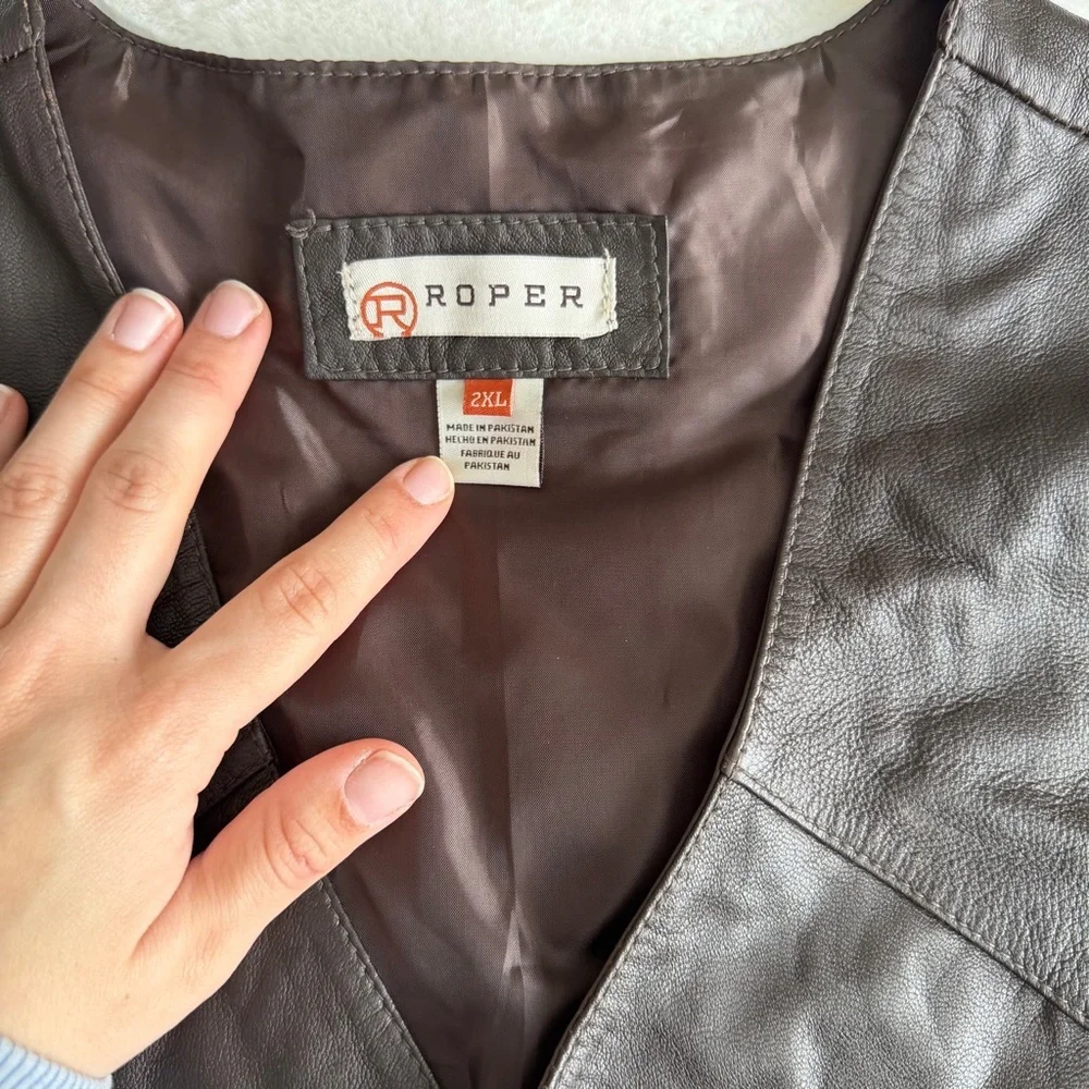 Roper Brown Leather Vest Men’s Size 2XL